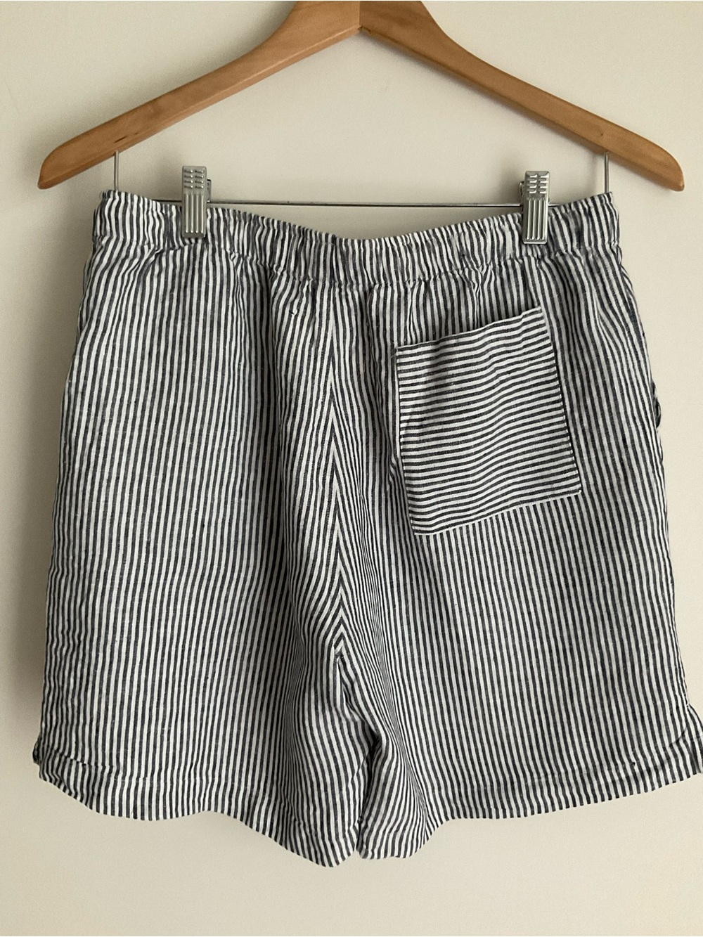 Alex Crane Linen Shorts Striped Drawstring Preppy Quiet Luxury SMALL - Picture 2 of 7